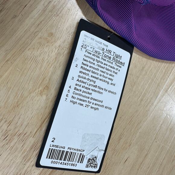 Lululemon Base Pace High-Rise Tight 25" Two-Tone Ribbed Sonic Pink Sz 2 NWT - Picture 7 of 11